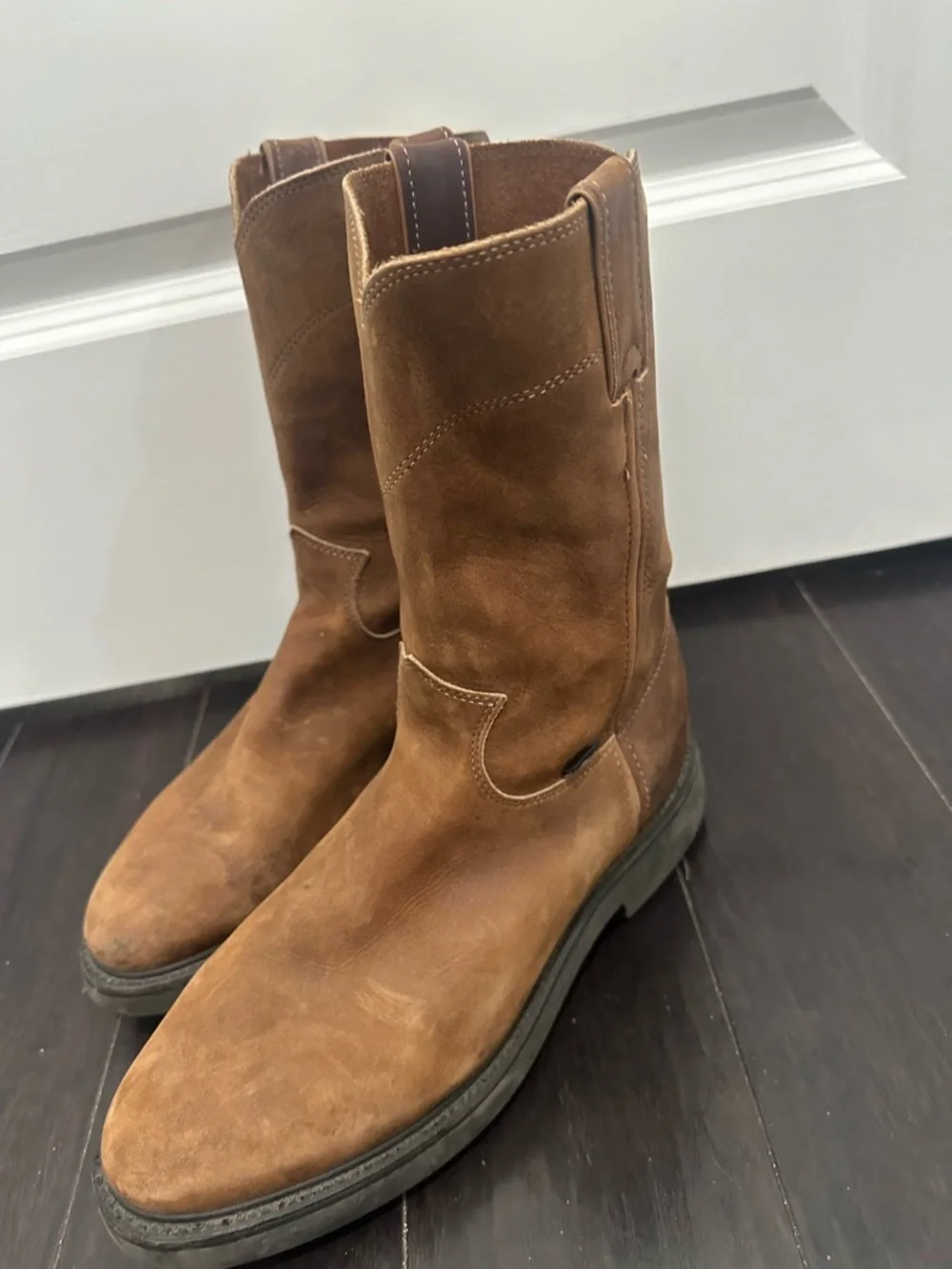 Justin Boots Tan Suede Western Work Boots SZ 9.5